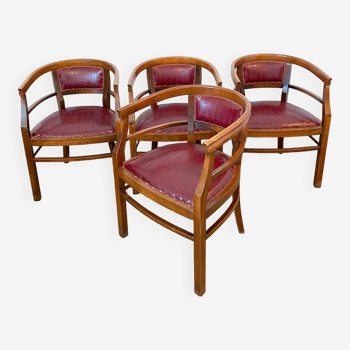 Ensemble de 4 chaises Pozzetto en bois Art Déco, Italie années 1940, en excellent état