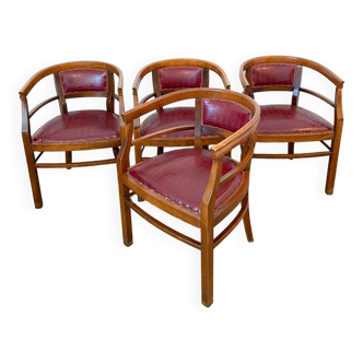 Ensemble de 4 chaises Pozzetto en bois Art Déco, Italie années 1940, en excellent état