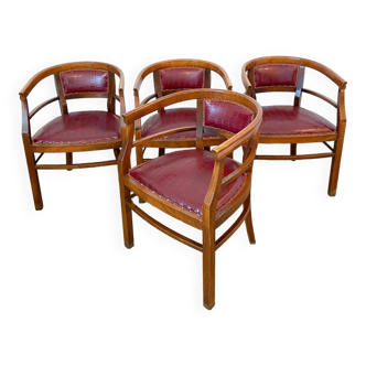 Set of 4 sedie a Pozzetto in Legno Art Decò, Italia 1940s, in Ottimo stato di conservazione