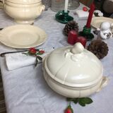 Soupière or vegetable color Ivory made in France Digoin Sarreguemines, 1920s