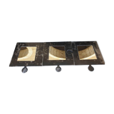 Triptych puzzle mirror in raw varnished metal