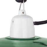 Old workshop enamel lamp in green, Poland, 1960s