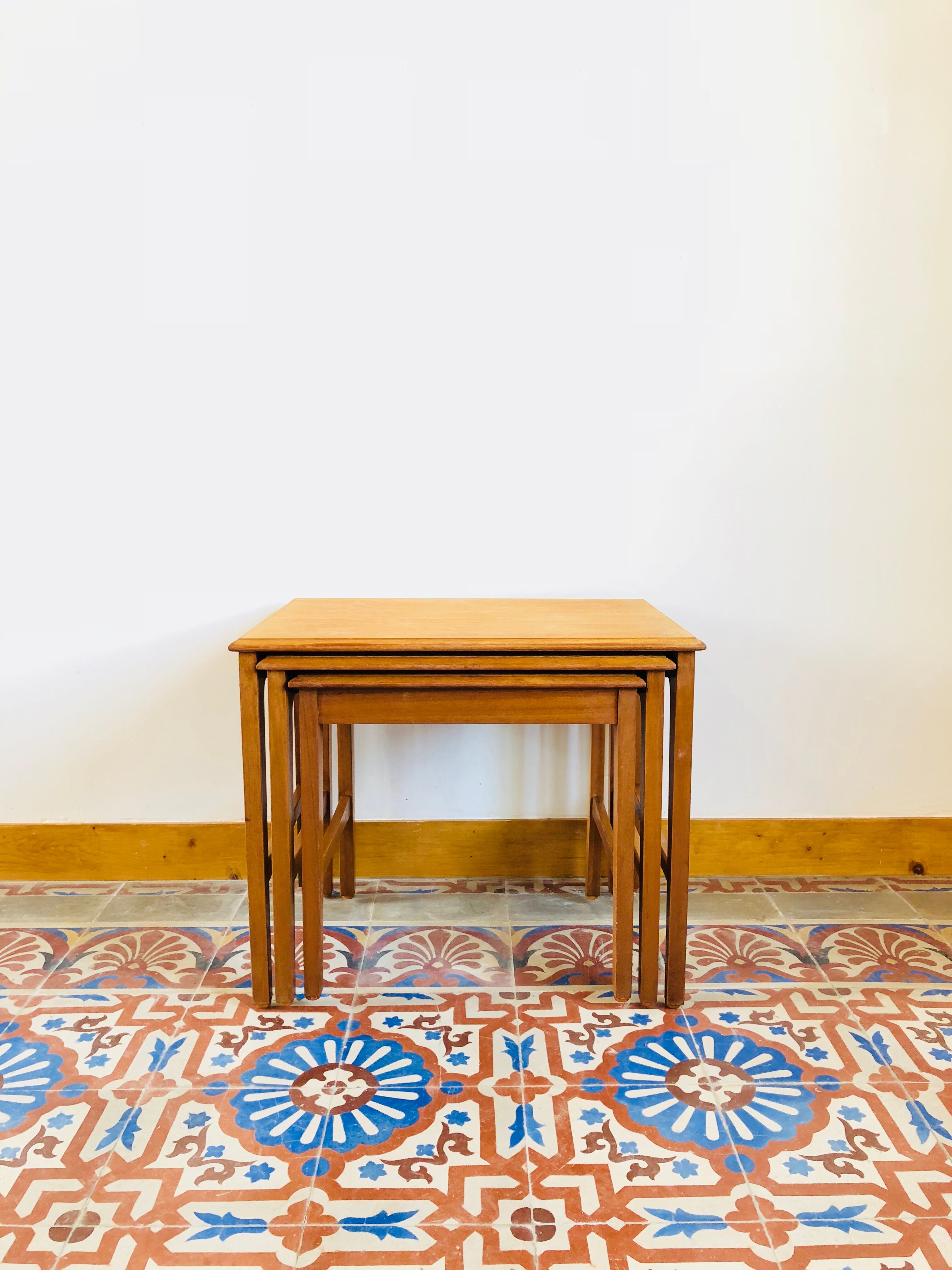 Pull-out tables teak by Remploy