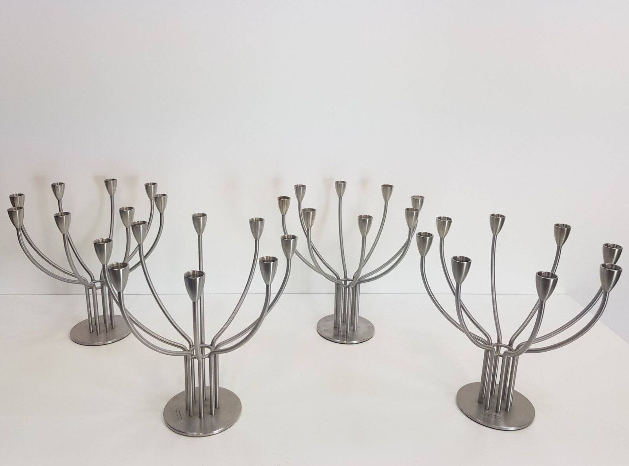Modern Scandinavian Candleholders in Steel by M. Hagberg for Ikea, 1970s, Set of 4