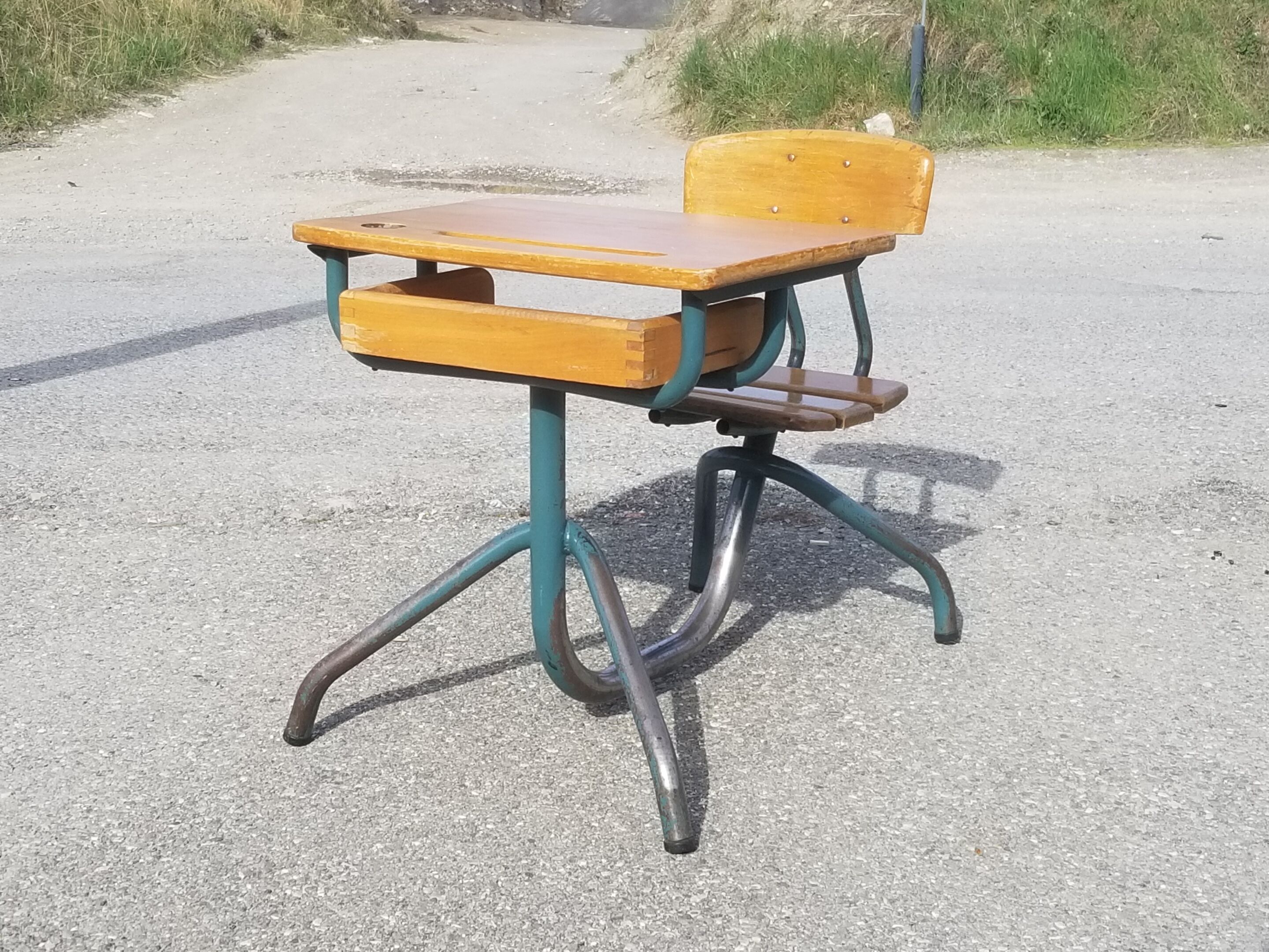Vintage 1-seater school desk 50
