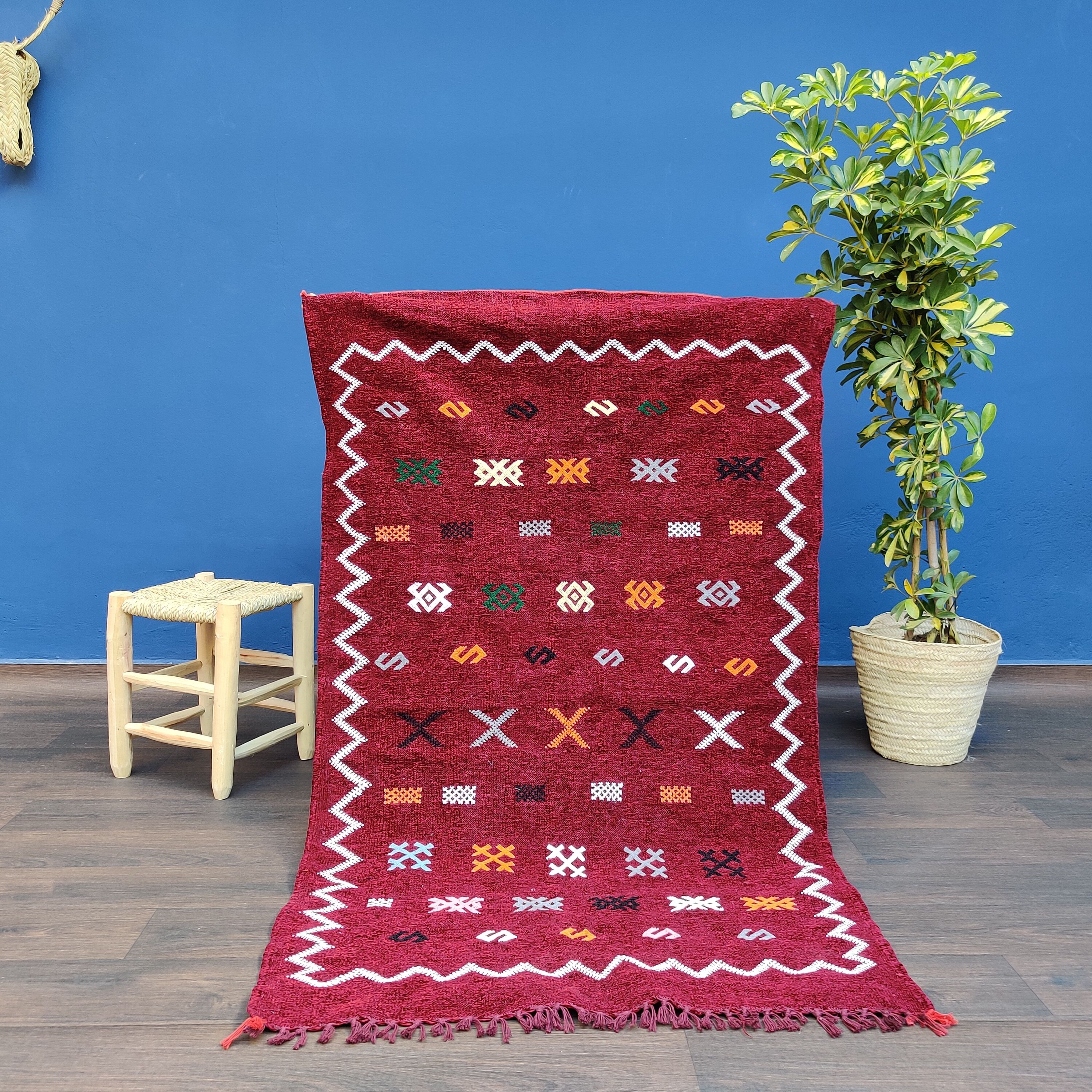 Moroccan Berber carpet handmade Ethnic edge 95x160 cm