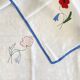Antique hand-embroidered and braided tablecloth "poppies & cornflowers" - Linen - 107x107 cm
