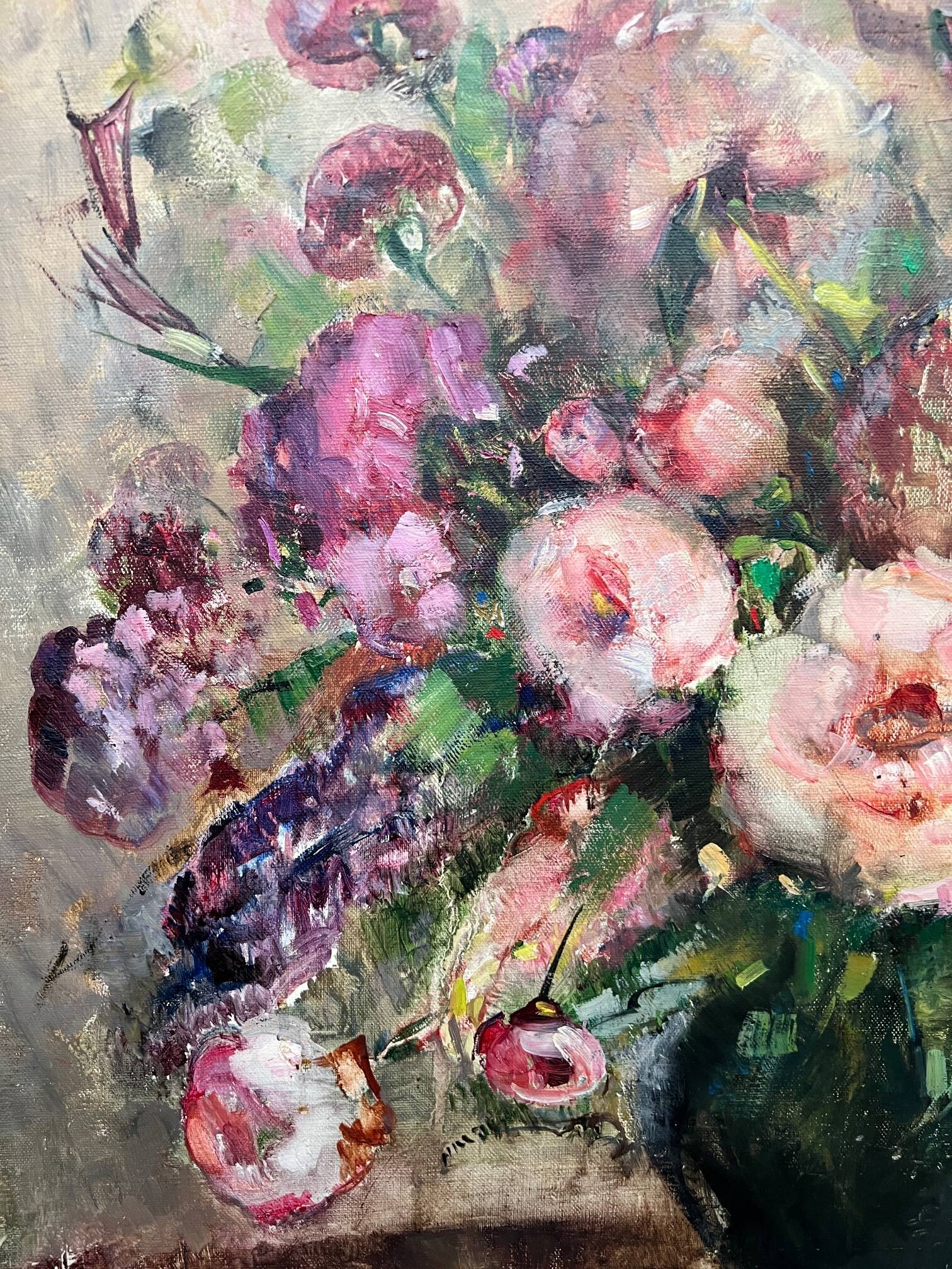 Mr. Sévéry (1895-1987). Painting "Bouquet of flowers in a vase". Impressionism.