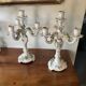 Pair of candelabra with 4 light sources in porcelain. Late 19th century.