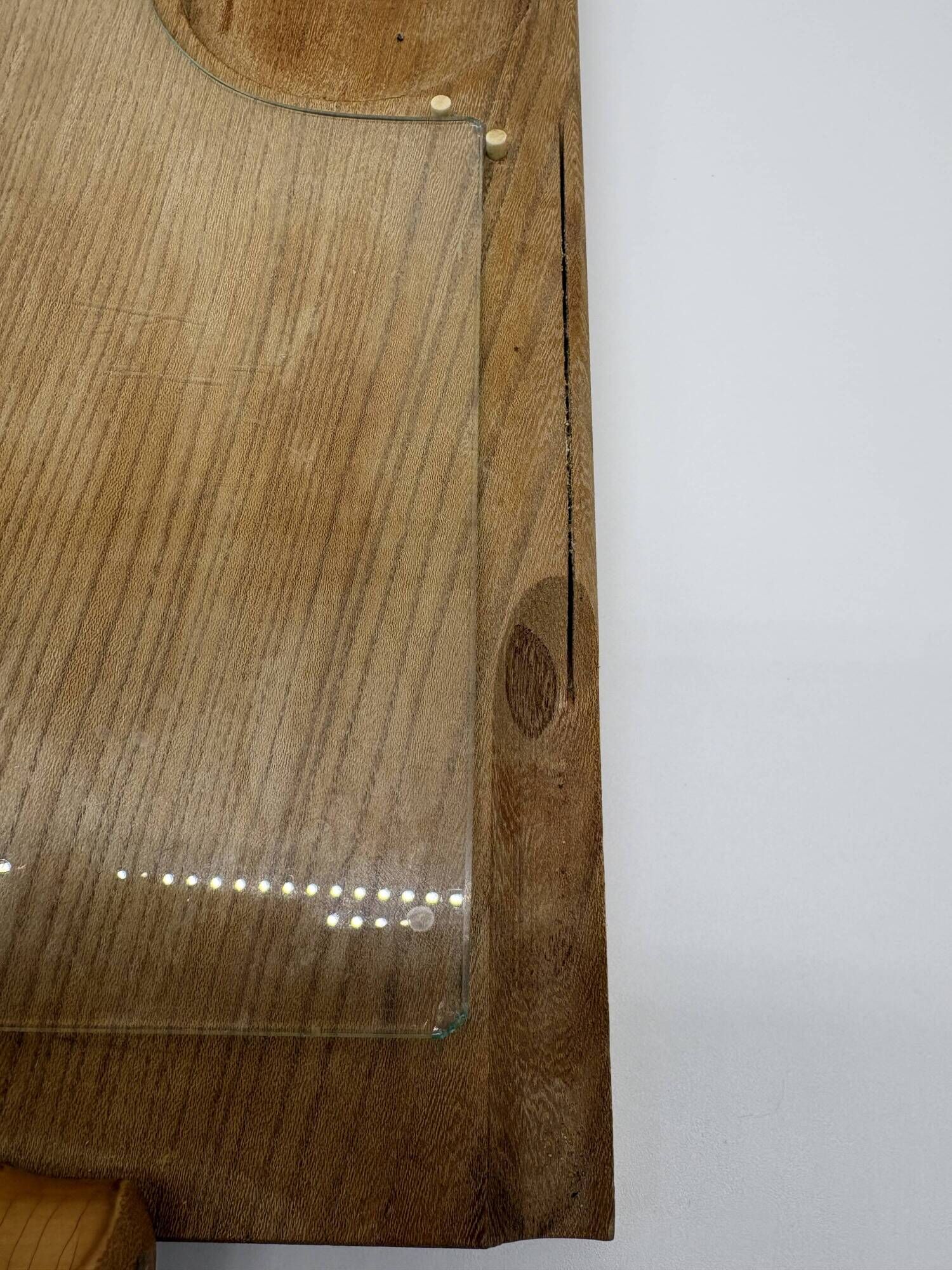 Wood and bamboo vintage plateau, glass, 1960