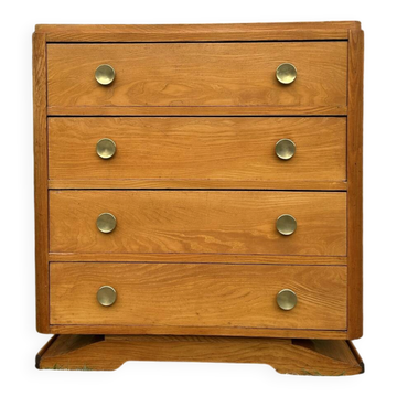 Commode 4tiroirs art deco en bois clair