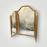 Large vintage triptych mirror in gilded wood, Deknudt - 81 x 100 cm