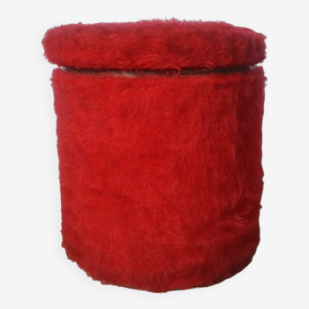 Vintage red moumoute chest stool pouf