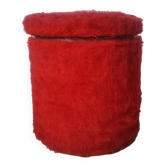 Pouf tabouret coffre moumoute rouge vintage