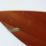 Large wooden and brass wall lights by Declic France, 1980s.