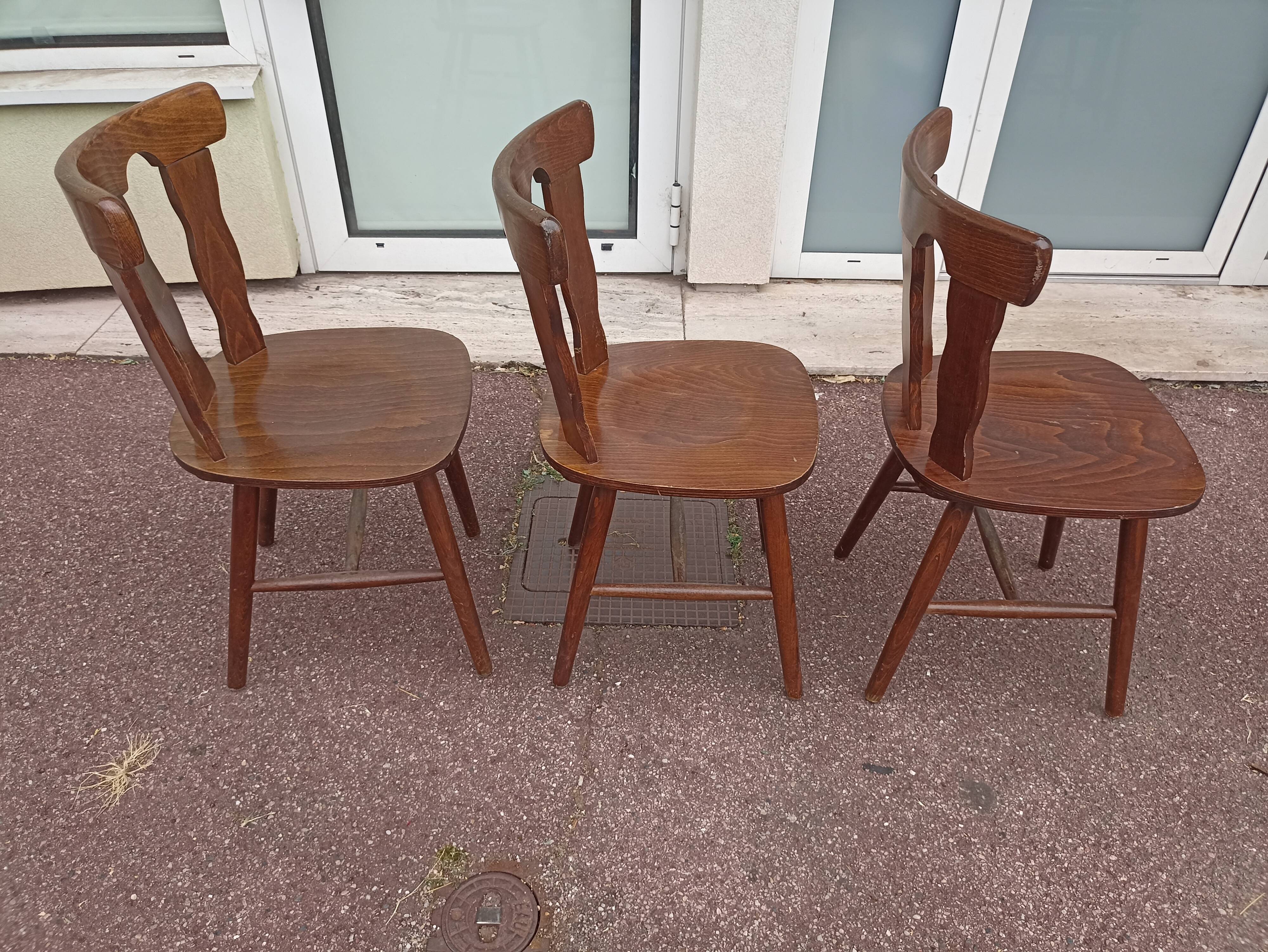 Lot 7 chaises de bistrot bois, année 70/80/90