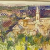 Pastel by Jean Cluseau Lanauve The vines in Beaujolais 1981