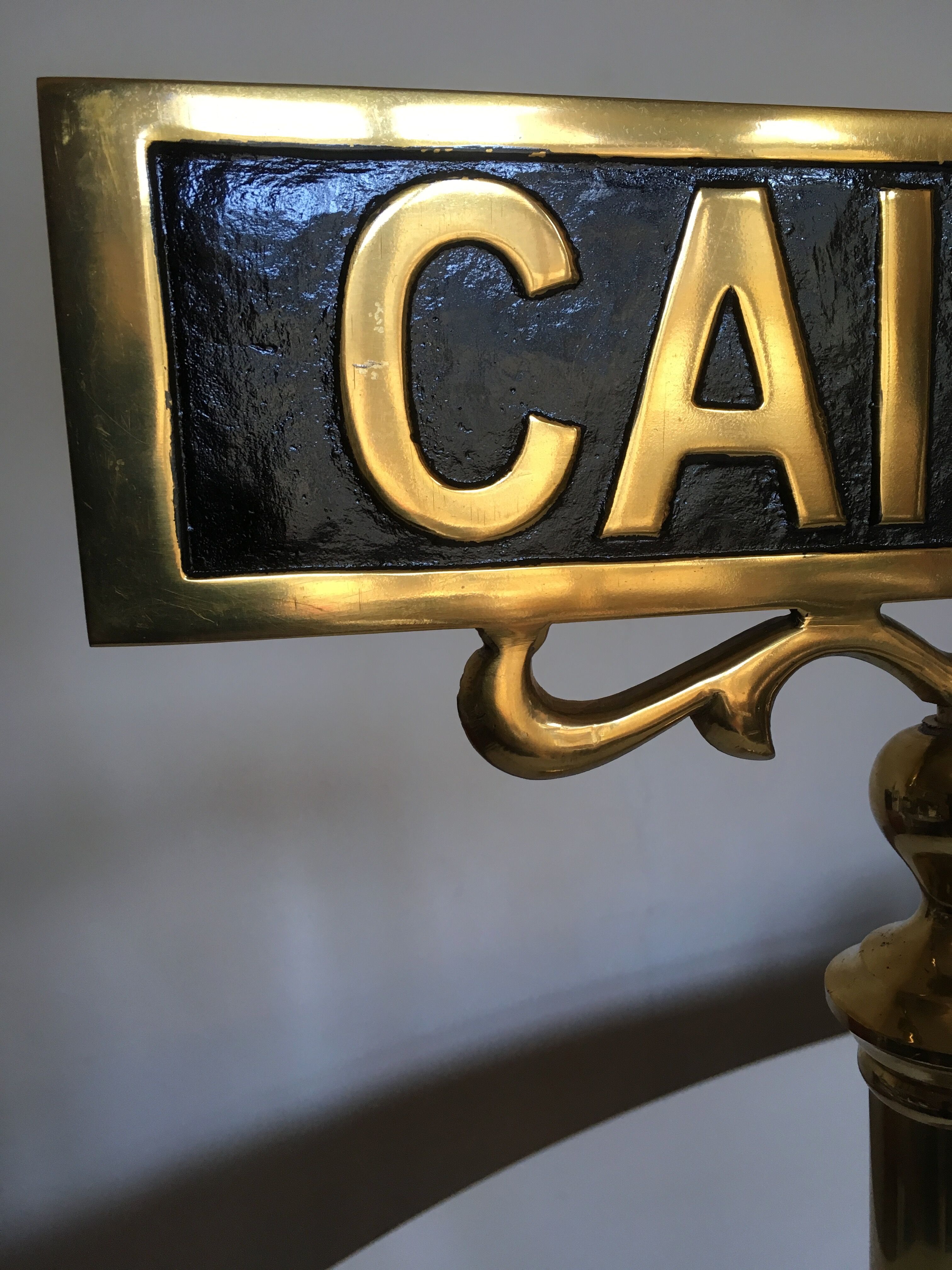 Brass Cash brewery counter plate on foot