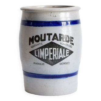 Old large glazed stoneware pot - Mustard L'Impériale.