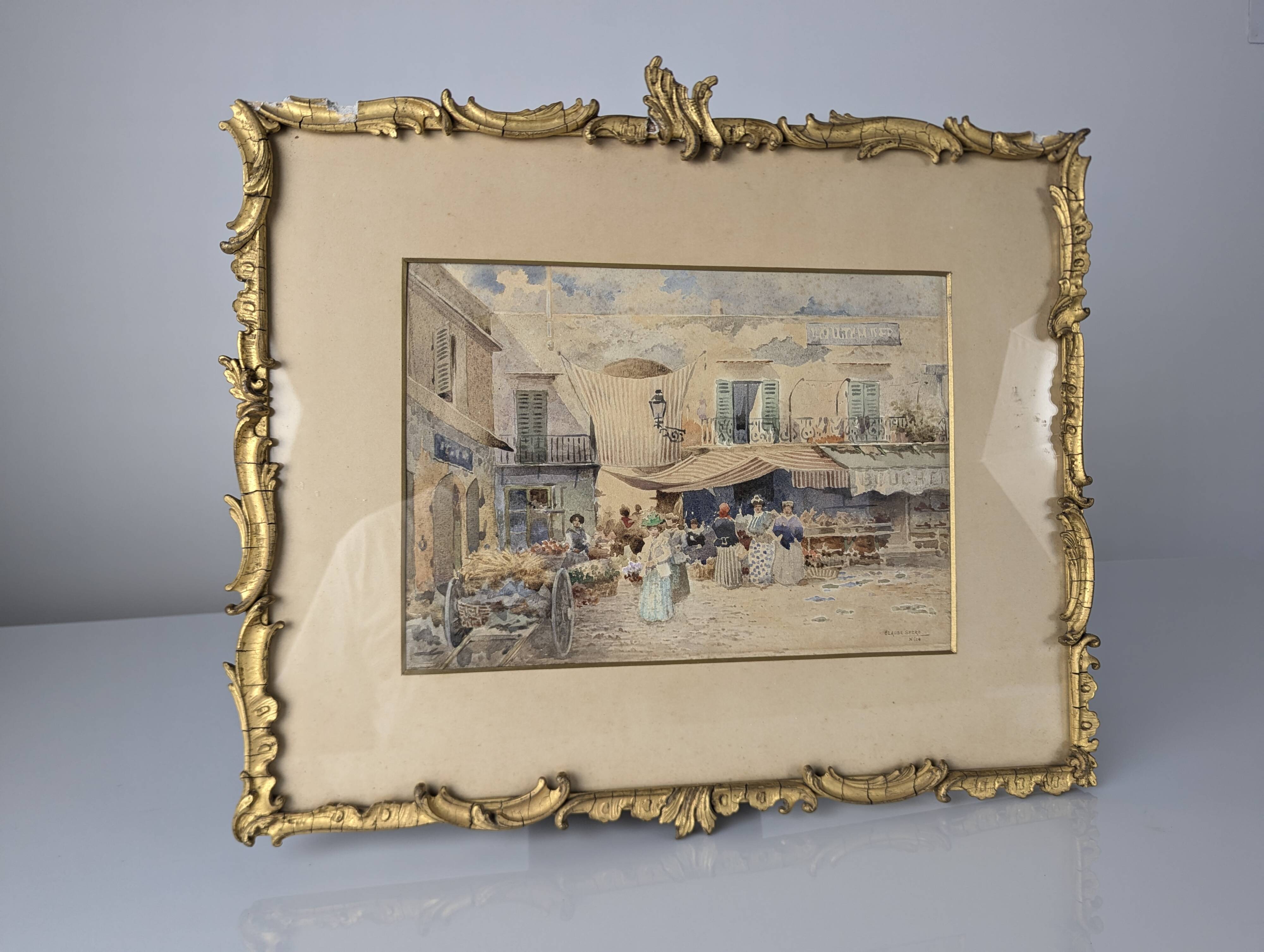 Watercolor of the Nice Market by Claude Spero, 1890s
