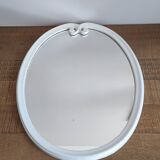 Old Oval Cast Iron Mirror - White - Vintage - 48 x 38.5 cm.