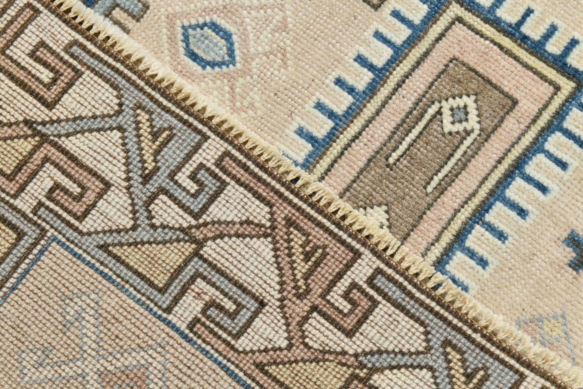 3x6 Cream Blue Oriental Vintage Rug, 109x187Cm