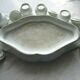 Porcelain cream service of Paris 1850, 6 pots on green and gold oval tray