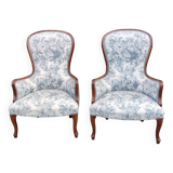 Old Pair of Louis Philippe Bergère Armchairs