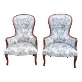 Old Pair of Louis Philippe Bergère Armchairs