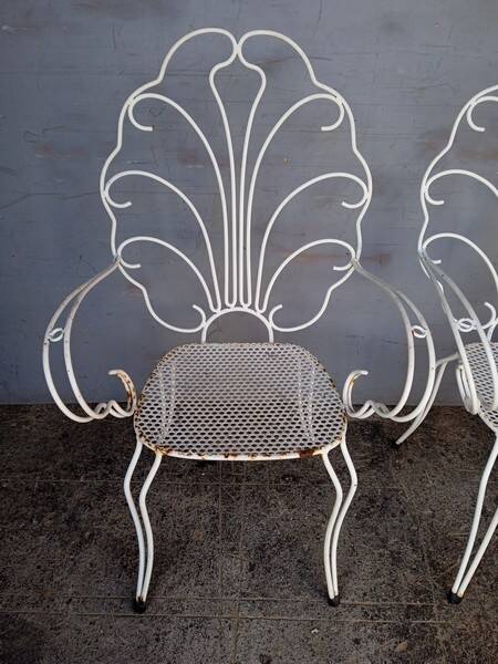 Pair of solid iron garden armchairs ep 1950