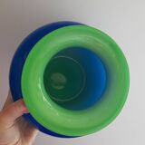 Vase en verre soufflé bleu et vert de Murano
