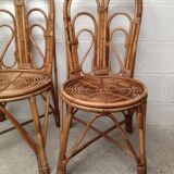 Ensemble de 4 chaises rotin vintage