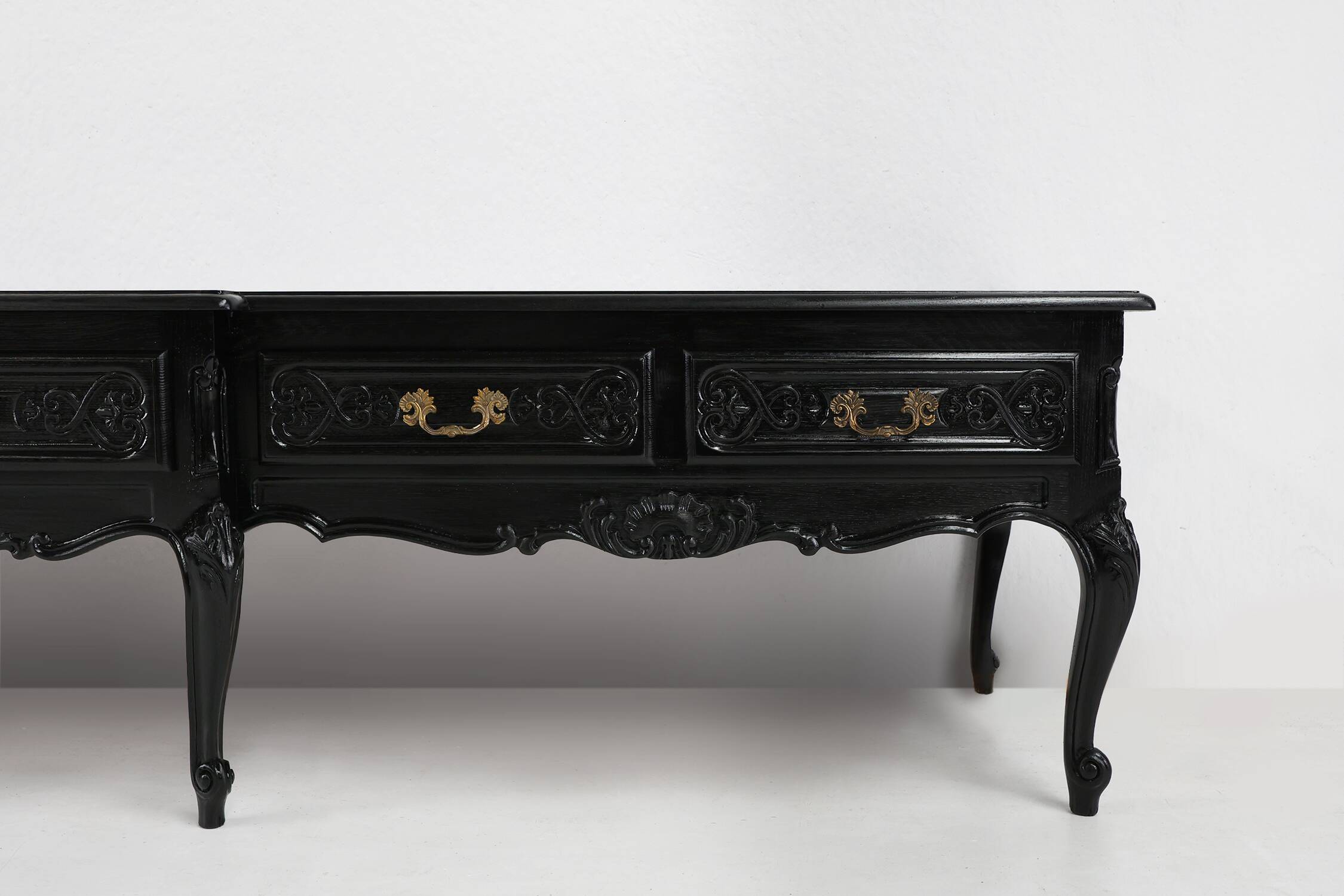 20th Century Louis XV style black low sideboard, France
