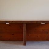 Modern Swedish coffee table in solid pine by Sven Larsson, brutalist, 1970s.