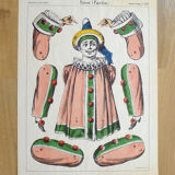 Old illustration Pierrot (puppet) framed