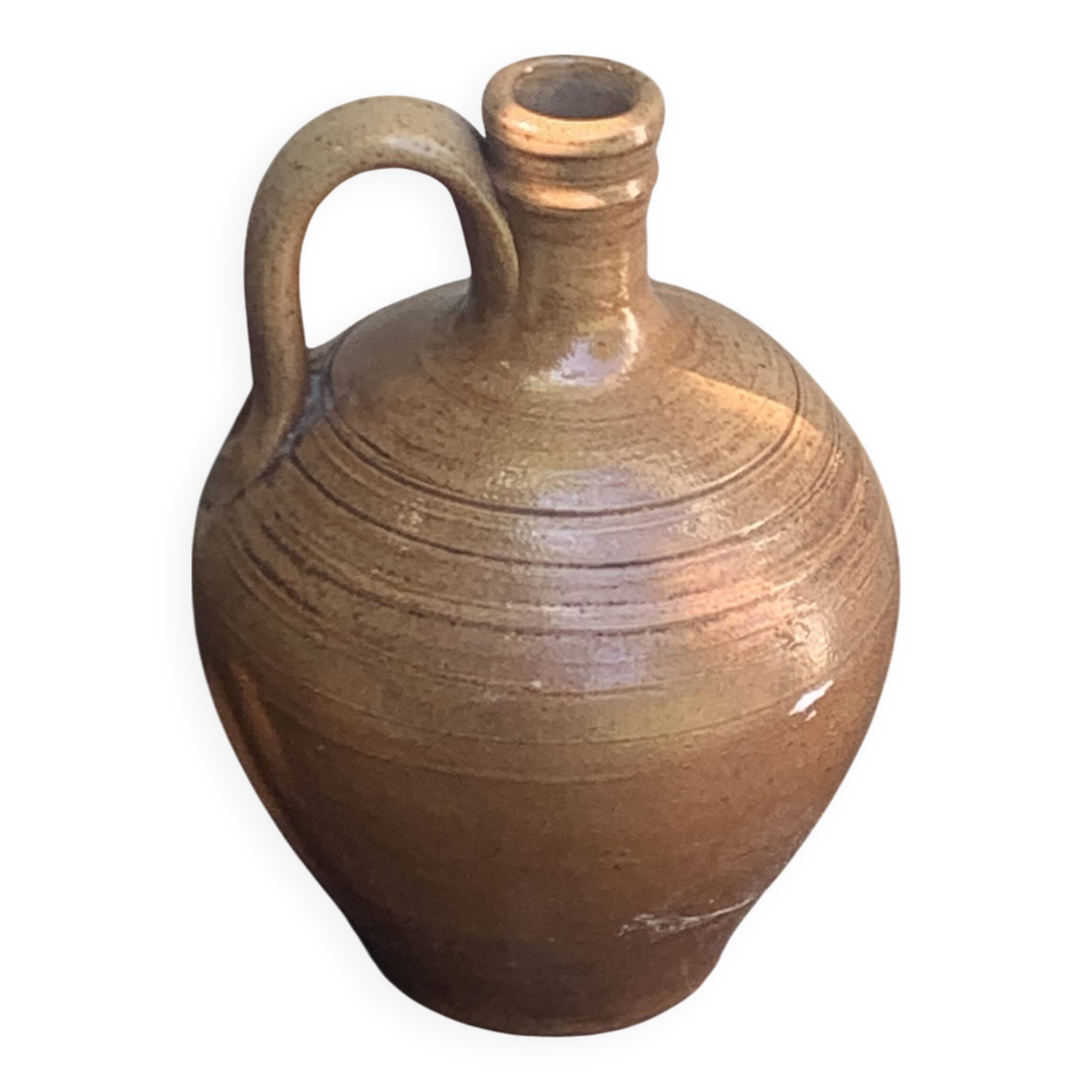 Carafe, jug, gargoulette in glazed stoneware, made in France, vintage