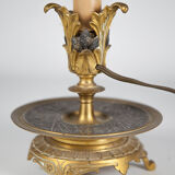 Lampe à poser bronze bougie éléctrifié