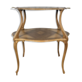 Table à thé de style Louis XV en marqueterie rénovée