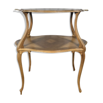 Table à thé de style Louis XV en marqueterie rénovée