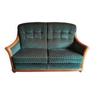 Two-seater sofa in solid cherry wood