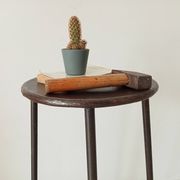 Brutalist high stool from the 1960s in solid steel.