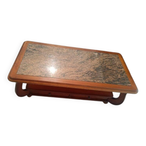 Table basse en bois massif - pierre