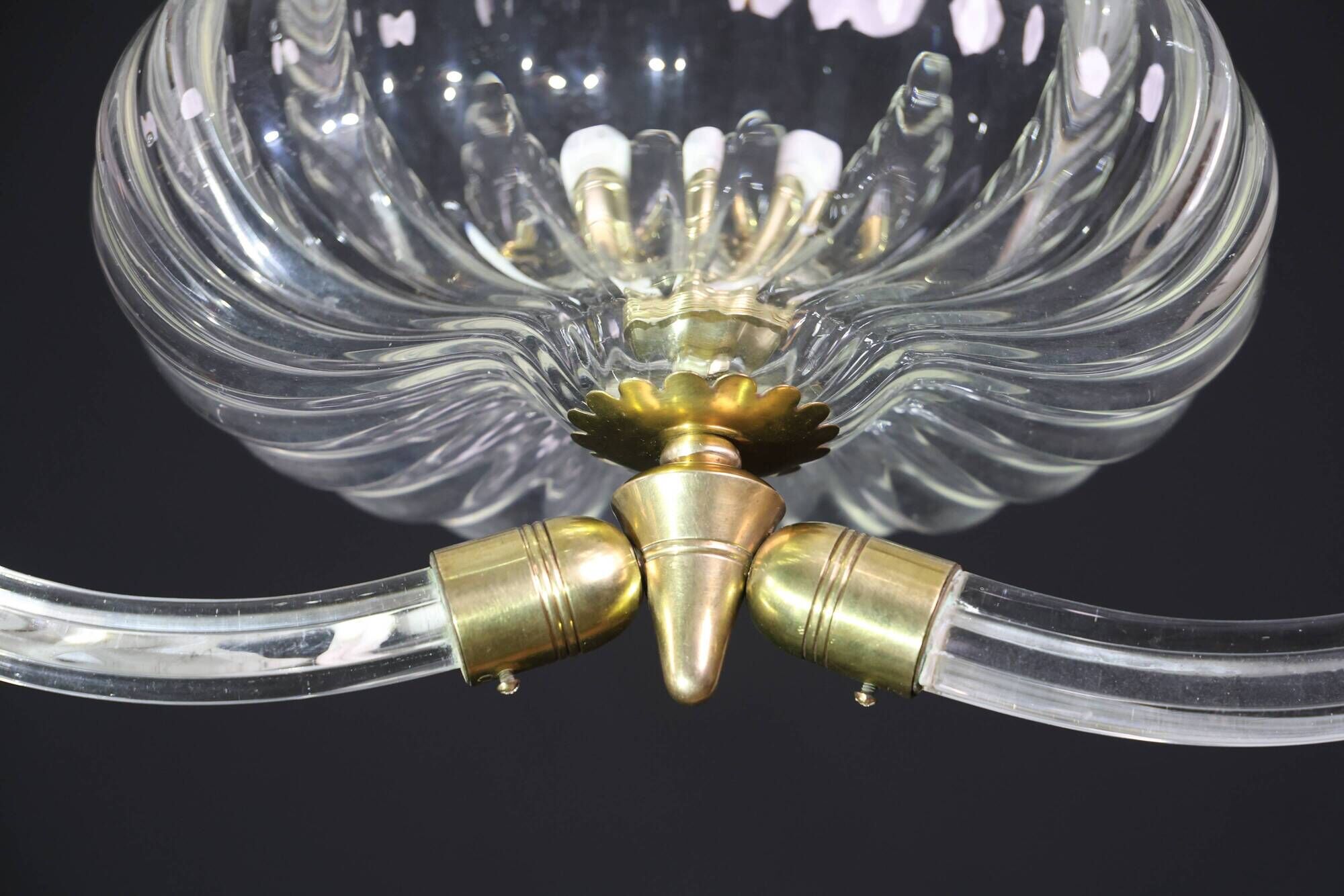 Amazing Art Decò Clear Murano Glass Chandelier by Seguso, 1940s