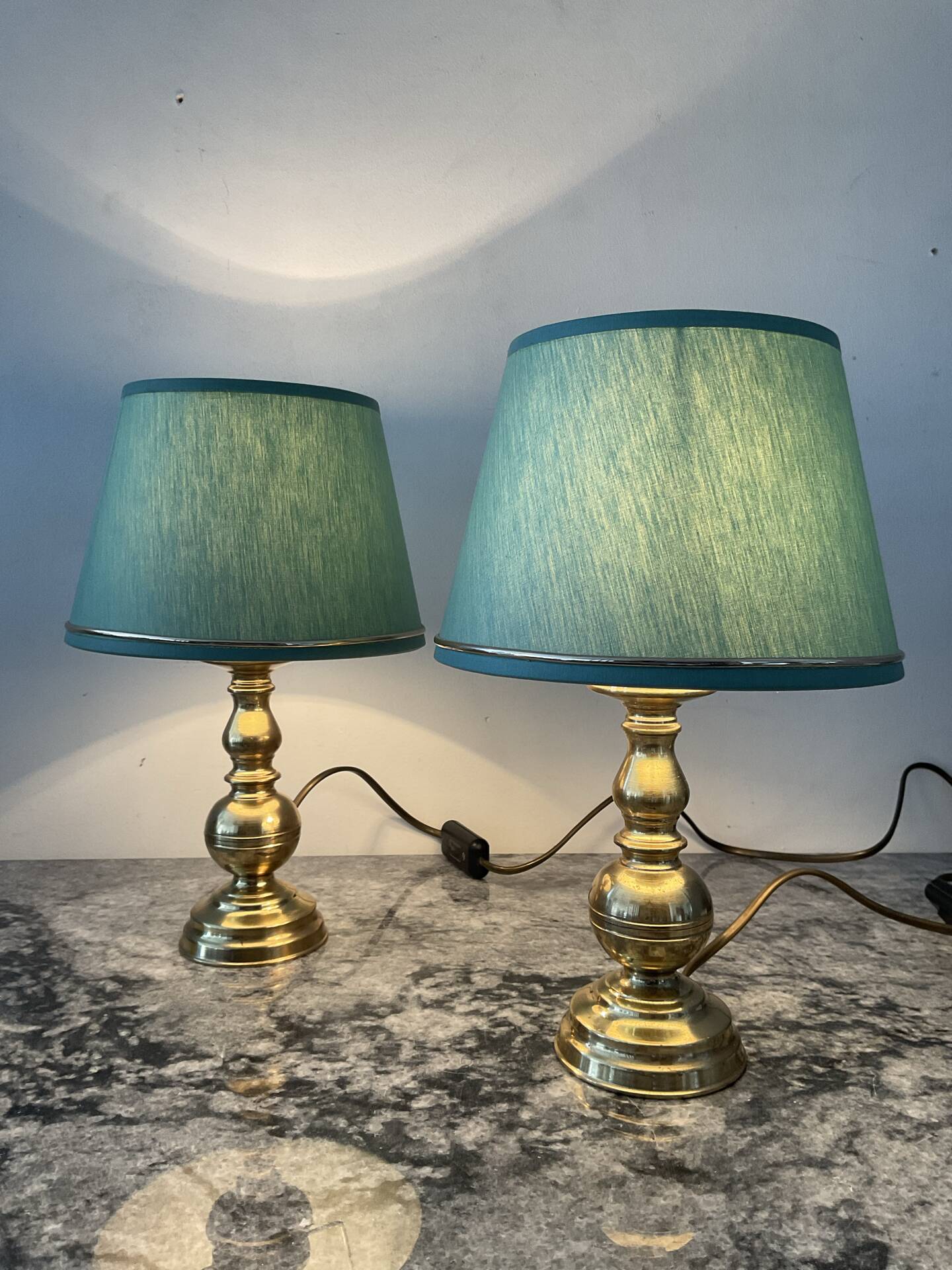 Pair of vintage brass lamps from the 70s.