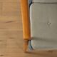 1950s wingback armchair in two-tone look, cherry wood, newly upholstered