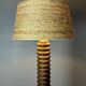 Midcentury brutalist chunky wood turned floor lamp, Charles Dudouyt style.