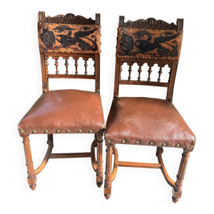 Paire de chaises néo-Renaissance, - circa