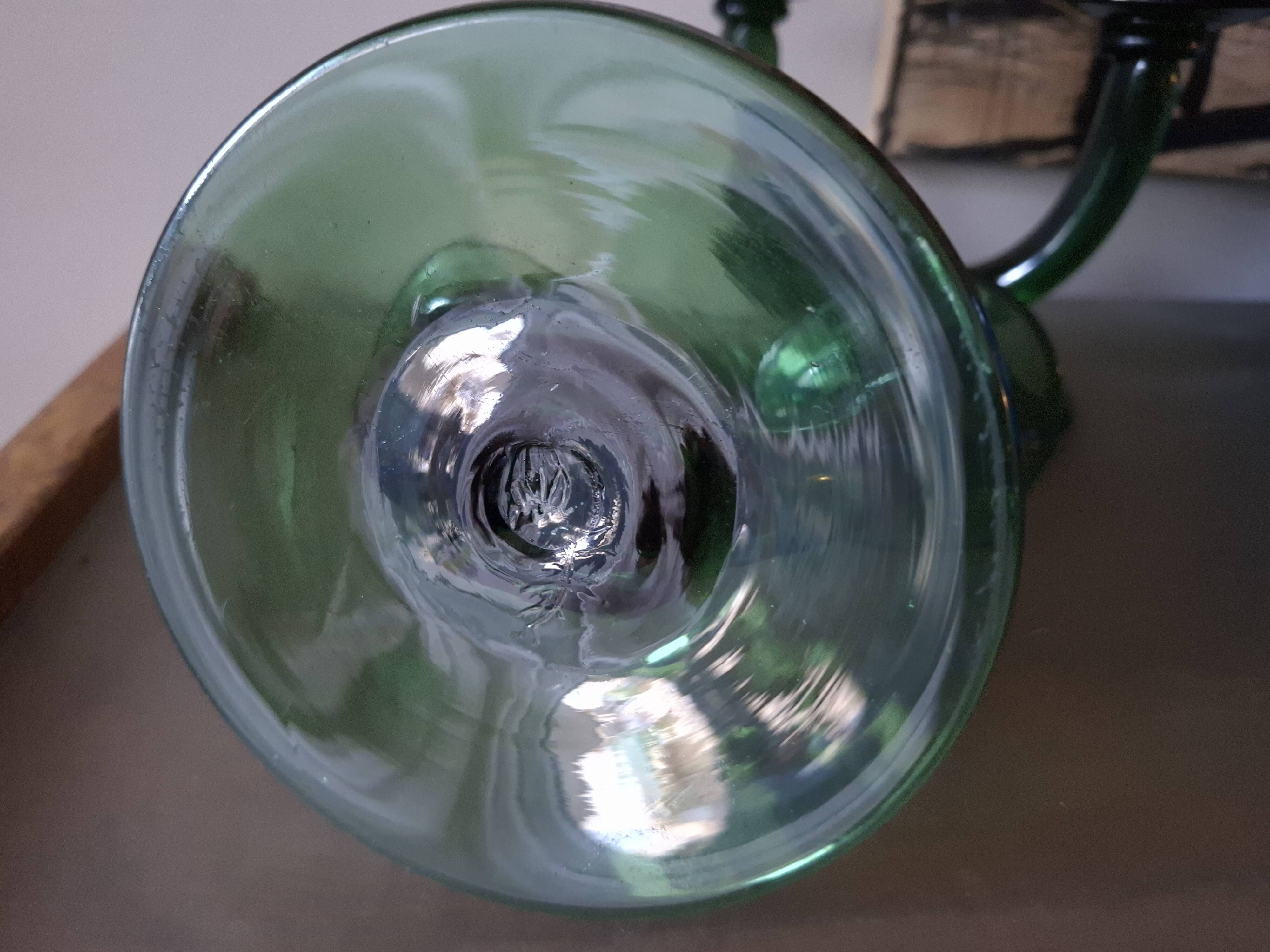 Pair of blown glass candlesticks