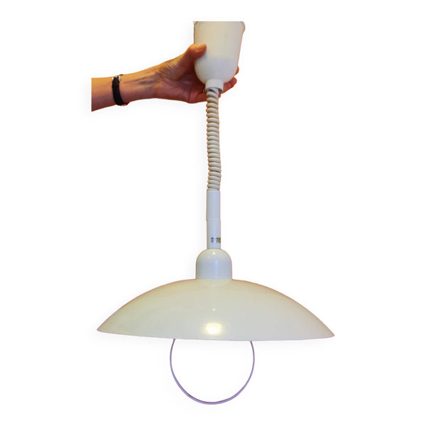 Suspension vintage Delmas hauteur réglable blanche