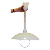 Vintage Delmas adjustable height white pendant light